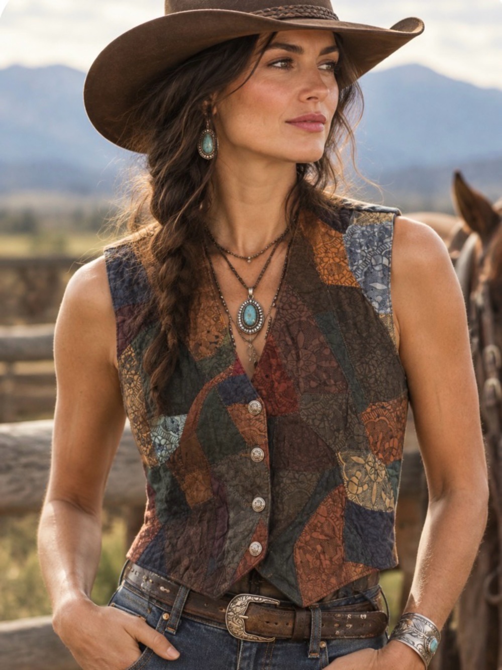 Patchwork Quilted Sleeveless Vest - Multicolor